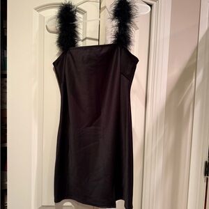 Princess Polly Black Mini Dress with Feather Straps